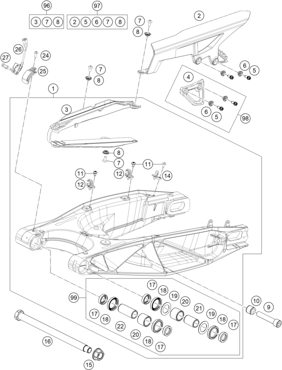 Explosionsgrafik SCHWINGARM
