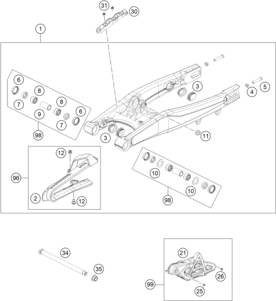 Explosionsgrafik SCHWINGARM