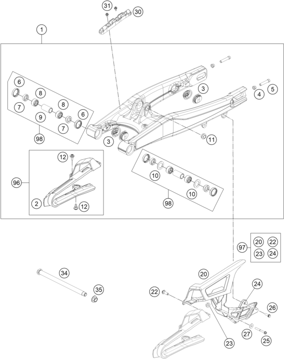 Explosionsgrafik SCHWINGARM
