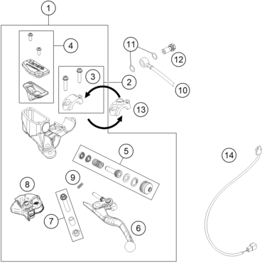 Explosionsgrafik BETÄTIGUNG HINTERBREMSE