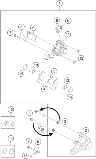 Explosionsgrafik BREMSZANGE HINTEN