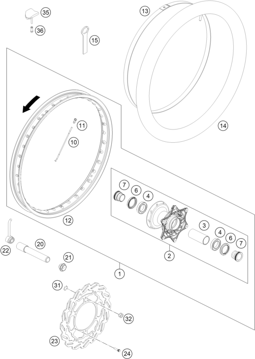 Explosionsgrafik VORDERRAD