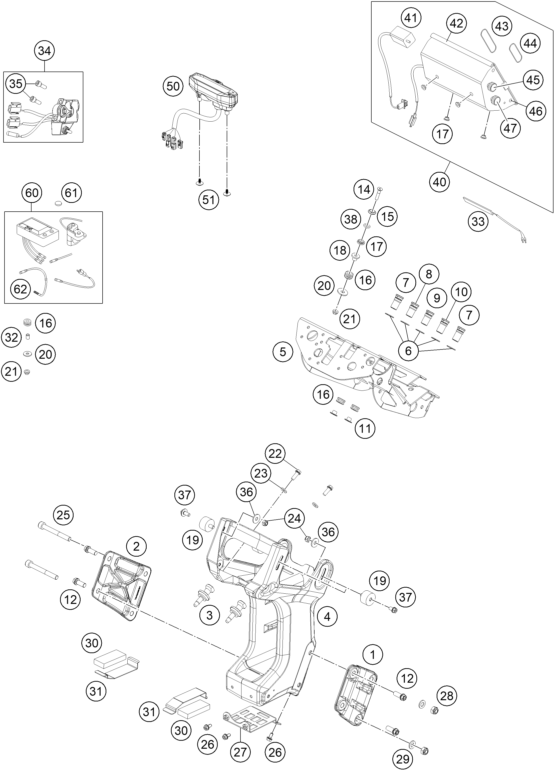 Explosionszeichnung der Baugruppe INSTRUMENTE / SCHLOSSSYSTEM, Position 3 ist markiert