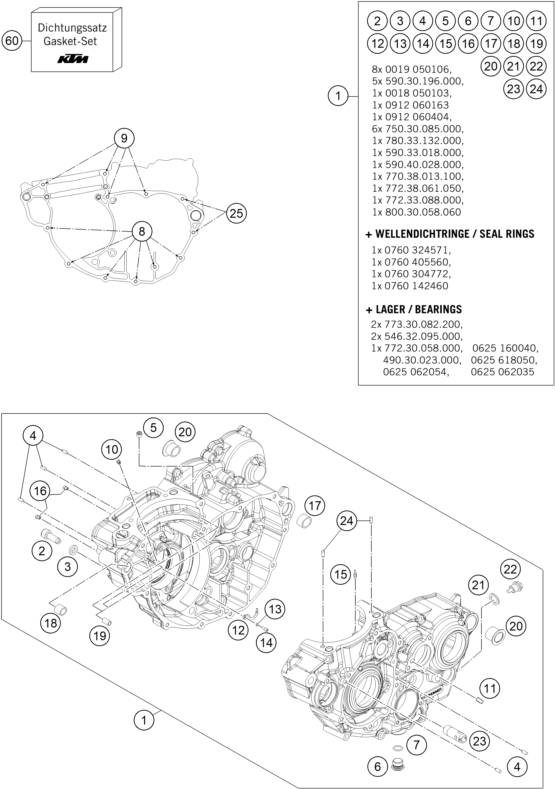 Explosionsgrafik MOTORGEHÄUSE