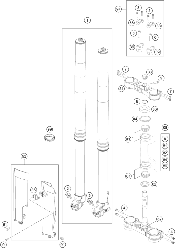 Explosionsgrafik TELEGABEL, GABELBRÜCKE