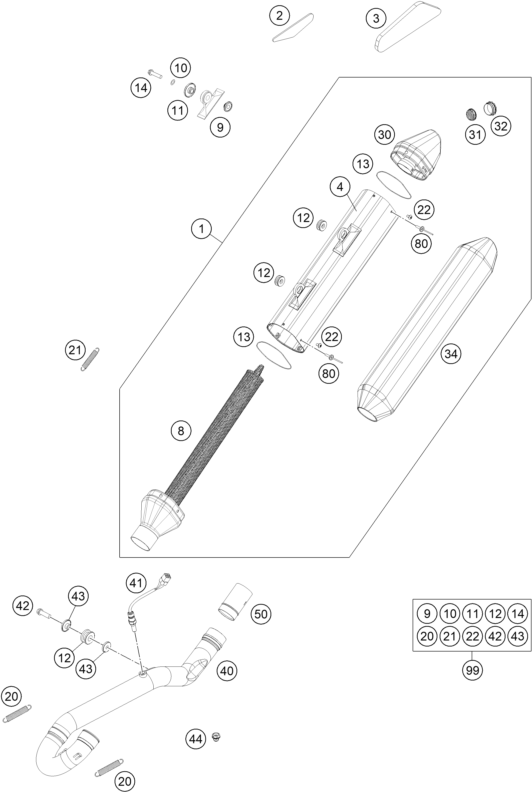 Explosionsgrafik AUSPUFFANLAGE