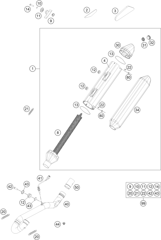 Explosionsgrafik AUSPUFFANLAGE