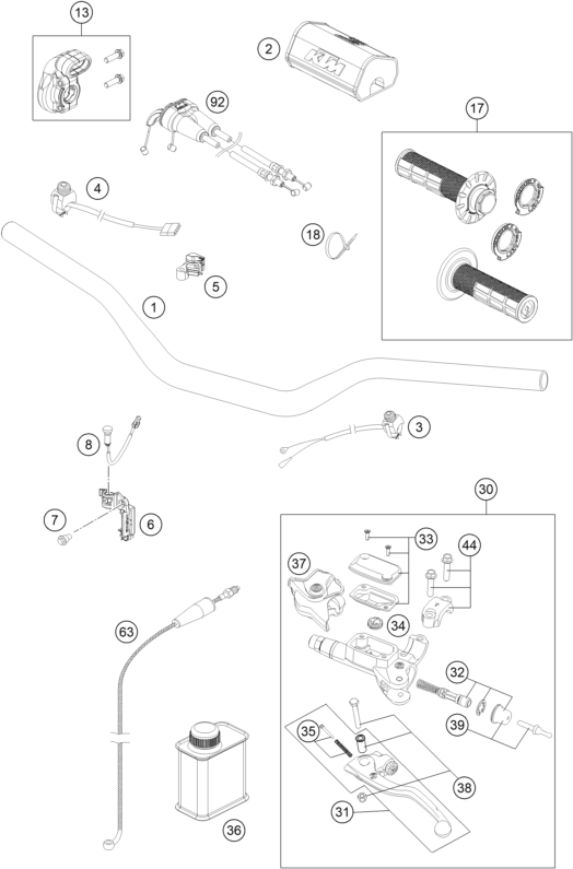 Explosionszeichnung der Baugruppe LENKER, ARMATUREN, Position 5 ist markiert