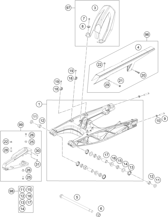 Explosionsgrafik SCHWINGARM