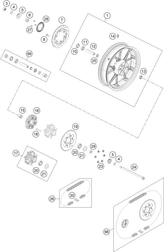 Explosionsgrafik HINTERRAD