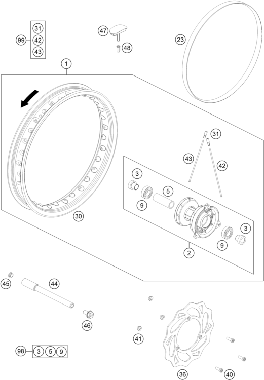 Explosionsgrafik VORDERRAD