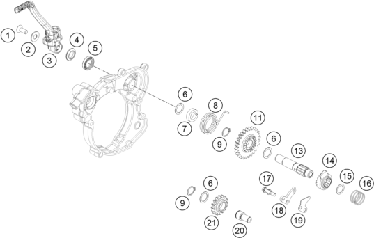 Explosionszeichnung der Baugruppe KICKSTARTER, Position 3 ist markiert
