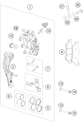 Explosionsgrafik BREMSZANGE VORNE