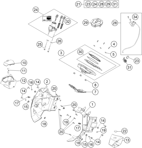Explosionsgrafik INSTRUMENTE / SCHLOSSSYSTEM