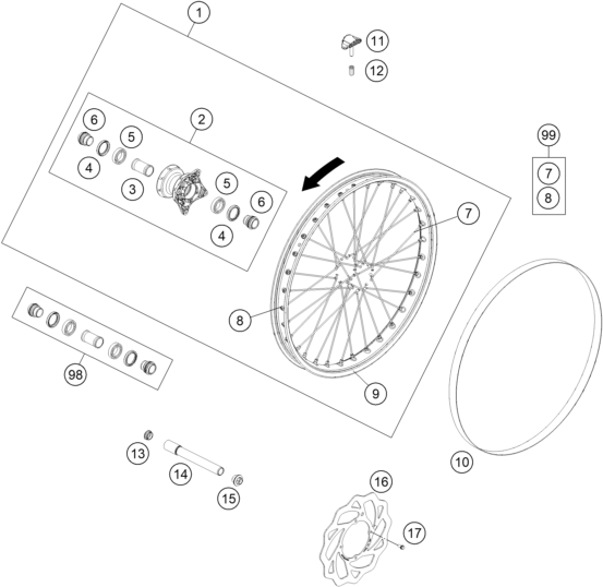 Explosionsgrafik VORDERRAD