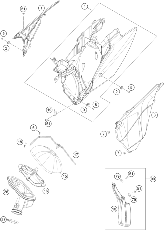Explosionsgrafik LUFTFILTER