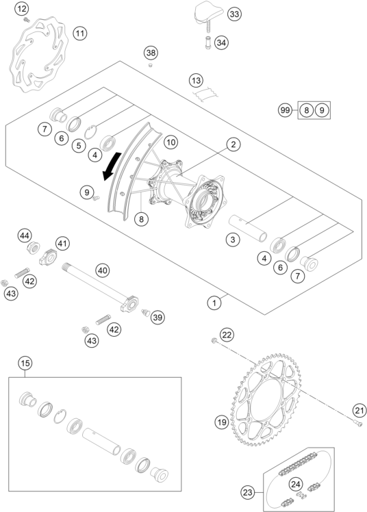 Explosionsgrafik HINTERRAD