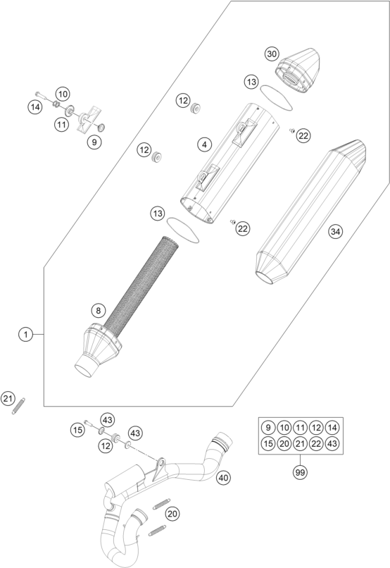 Explosionsgrafik AUSPUFFANLAGE