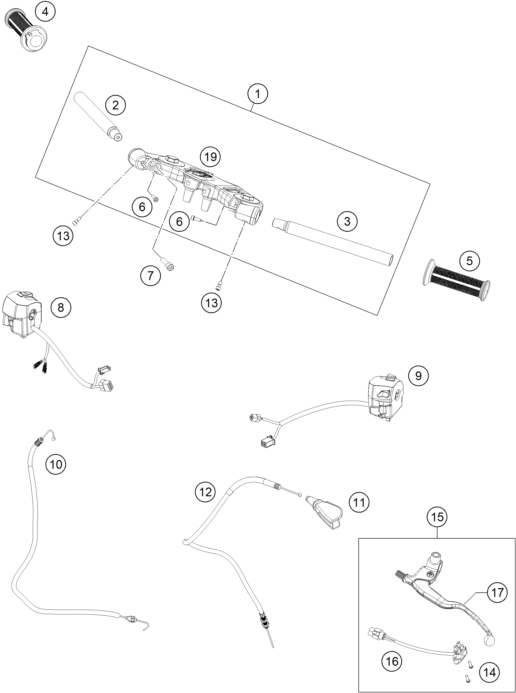 Explosionszeichnung der Baugruppe LENKER, ARMATUREN, Position 9 ist markiert