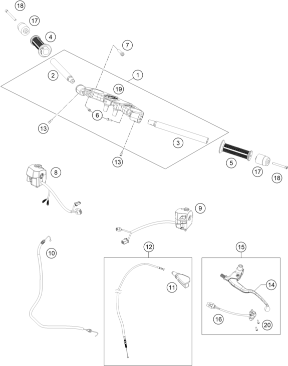 Explosionszeichnung der Baugruppe LENKER, ARMATUREN, Position 4 ist markiert