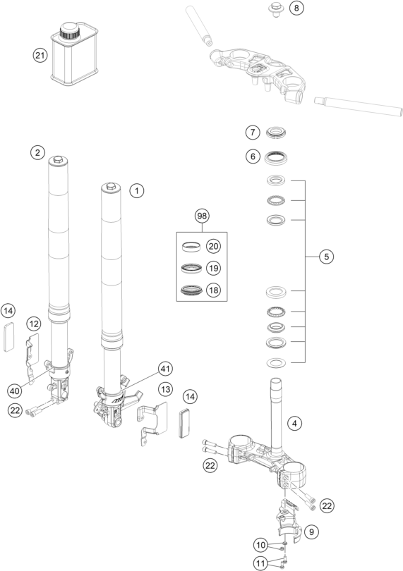 Explosionsgrafik TELEGABEL, GABELBRÜCKE