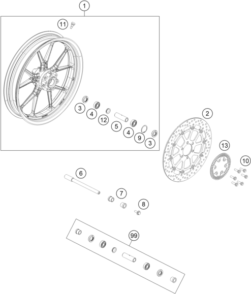 Explosionsgrafik VORDERRAD