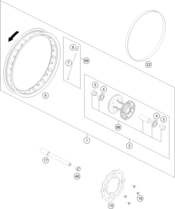 Explosionsgrafik VORDERRAD