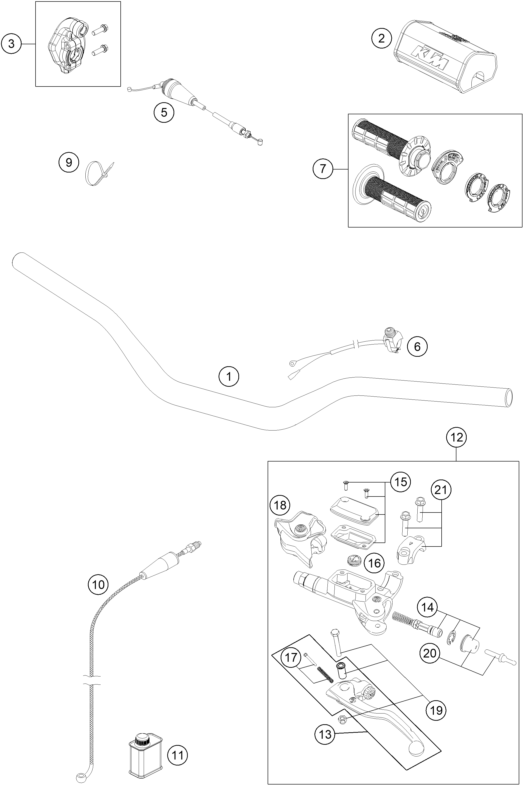 Explosionszeichnung der Baugruppe LENKER, ARMATUREN, Position 5 ist markiert