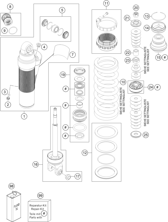 Explosionsgrafik FEDERBEIN ZERLEGT