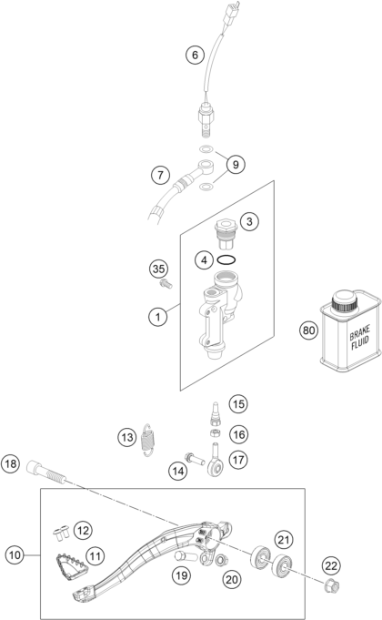 Explosionsgrafik BETÄTIGUNG HINTERBREMSE