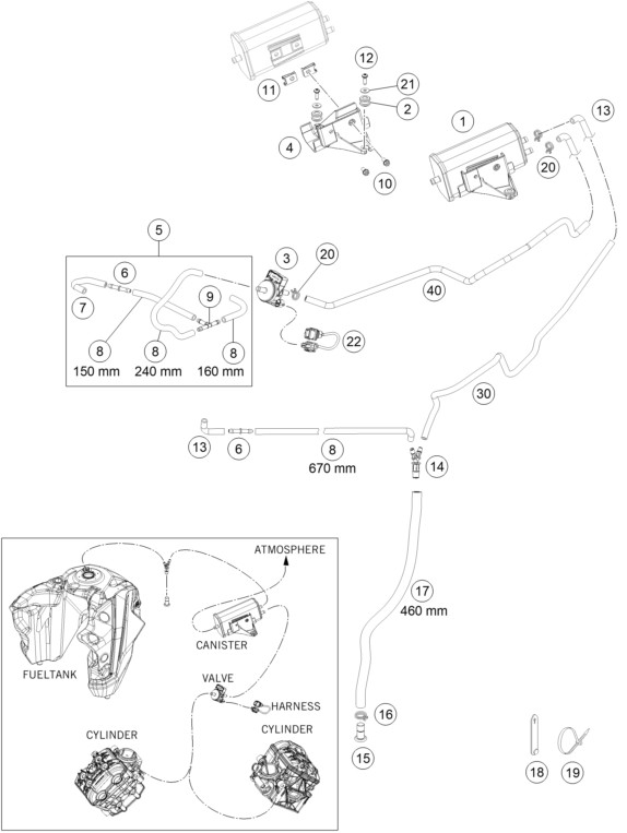 Explosionsgrafik AKTIVKOHLEFILTER