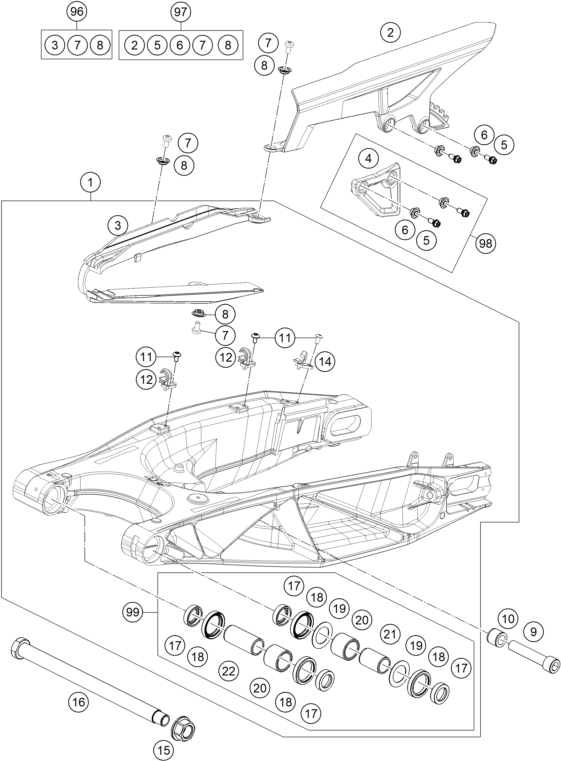 Explosionsgrafik SCHWINGARM