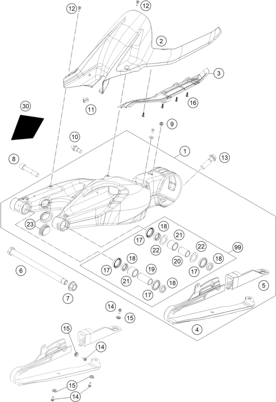 Explosionsgrafik SCHWINGARM