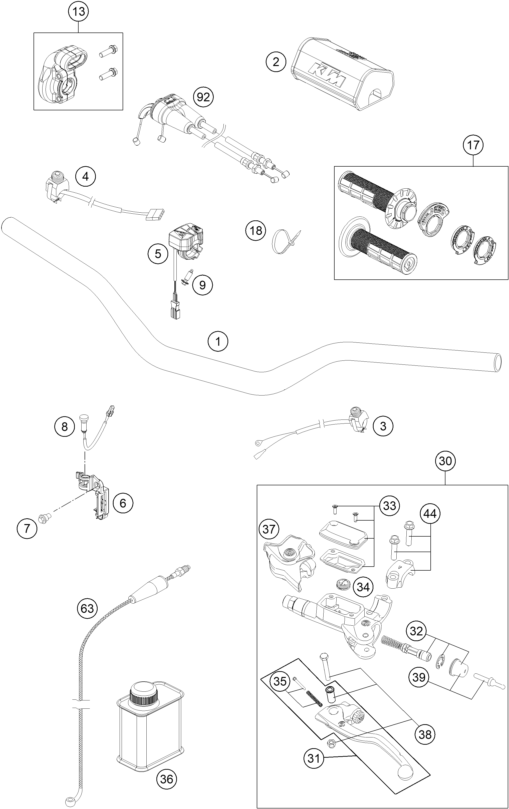 Explosionszeichnung der Baugruppe LENKER, ARMATUREN, Position 17 ist markiert