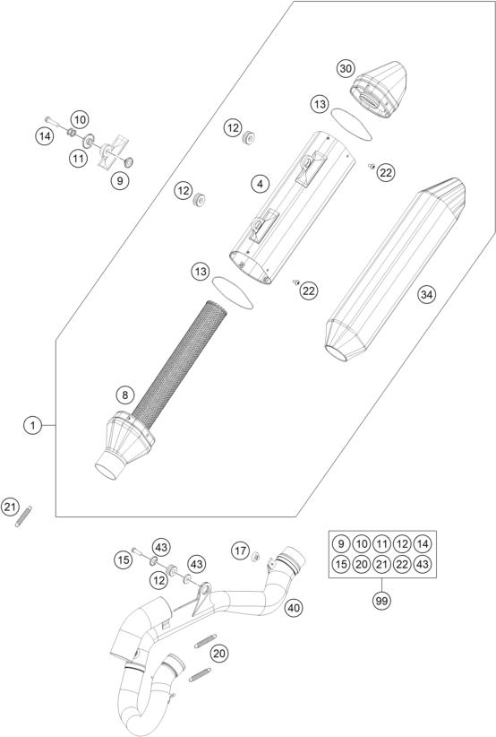 Explosionsgrafik AUSPUFFANLAGE