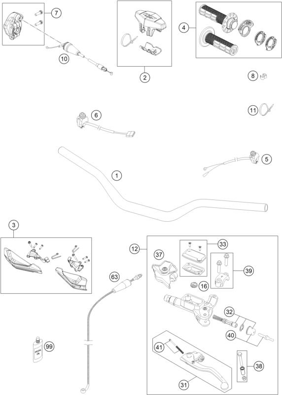 Explosionszeichnung der Baugruppe LENKER, ARMATUREN, Position 3 ist markiert
