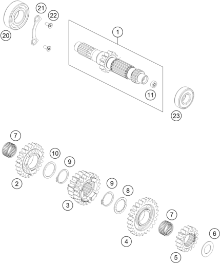 Explosionsgrafik GETRIEBE I - ANTRIEBSWELLE