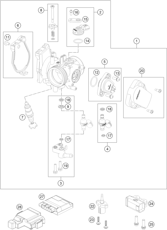 Explosionsgrafik DROSSELKLAPPEN- / DREHWALZENKÖRPER