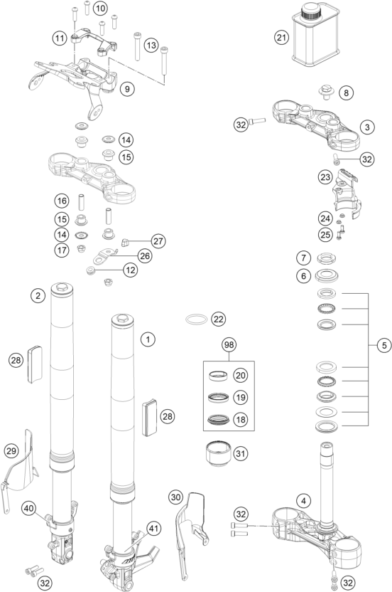 Explosionsgrafik TELEGABEL, GABELBRÜCKE