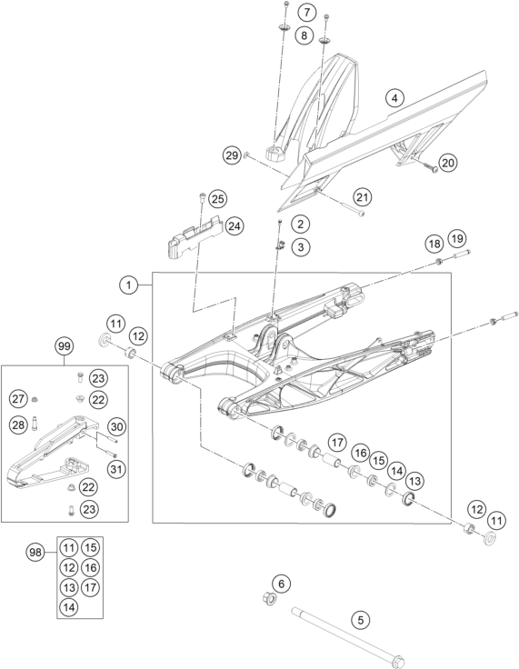 Explosionsgrafik SCHWINGARM