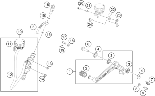 Explosionsgrafik BETÄTIGUNG HINTERBREMSE