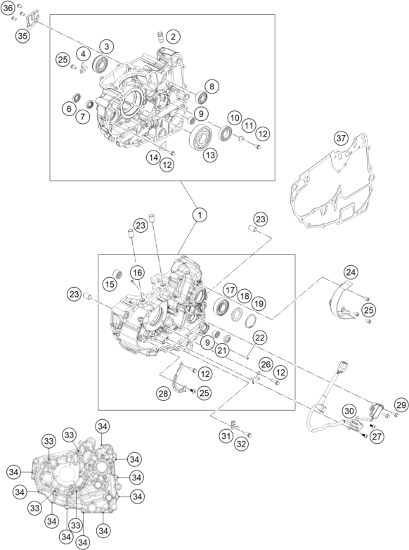 Explosionsgrafik MOTORGEHÄUSE