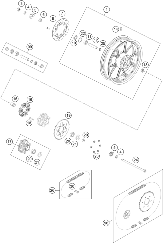Explosionsgrafik HINTERRAD