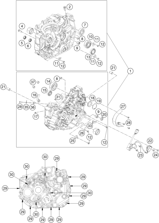 Explosionsgrafik MOTORGEHÄUSE