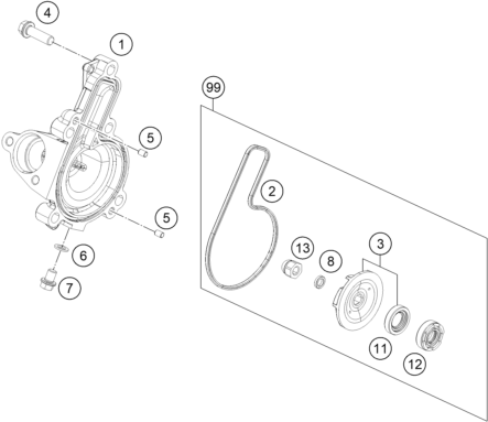 Explosionsgrafik WASSERPUMPE