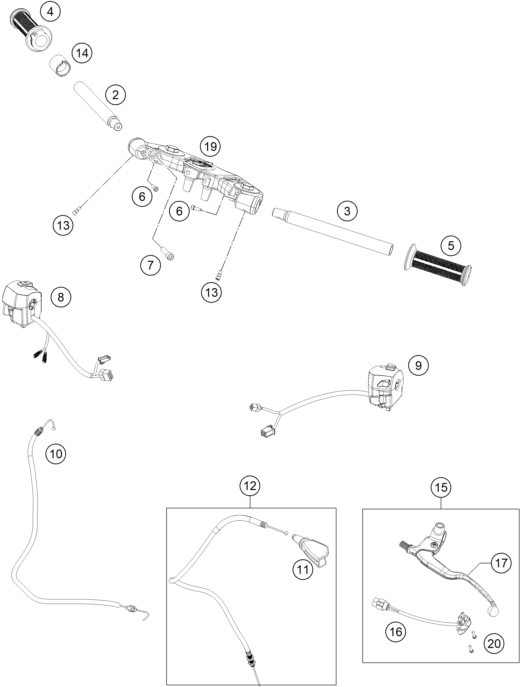 Explosionszeichnung der Baugruppe LENKER, ARMATUREN, Position 3 ist markiert