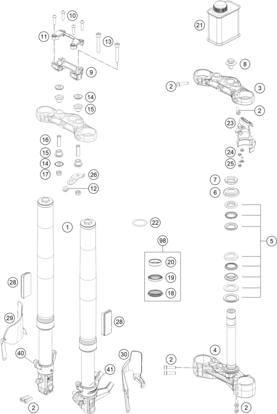 Explosionsgrafik TELEGABEL, GABELBRÜCKE