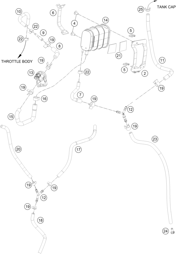 Explosionsgrafik AKTIVKOHLEFILTER