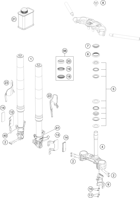 Explosionsgrafik TELEGABEL, GABELBRÜCKE