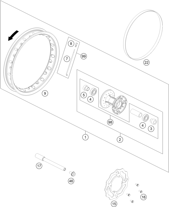 Explosionsgrafik VORDERRAD